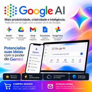 Assinatura do Google AI | Pro 12 meses - Link de ativação do Google One AI