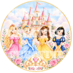 TOPO DE BOLO PRINCESAS + ARTE REDONDA PARA PAINEL